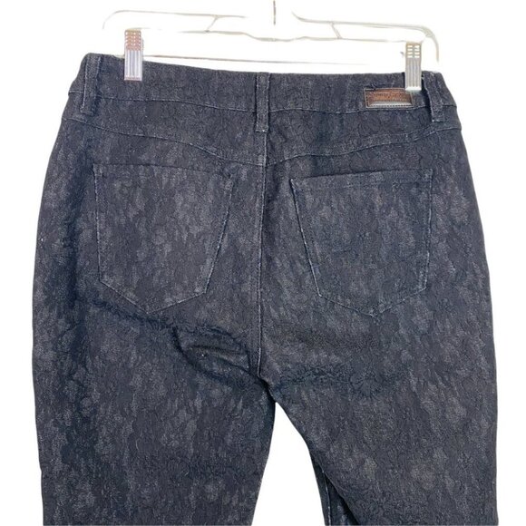 NEW Sound Style Elegant Black Jeans Floral Lace Overlay Sz 8 Preppy - Picture 3 of 12